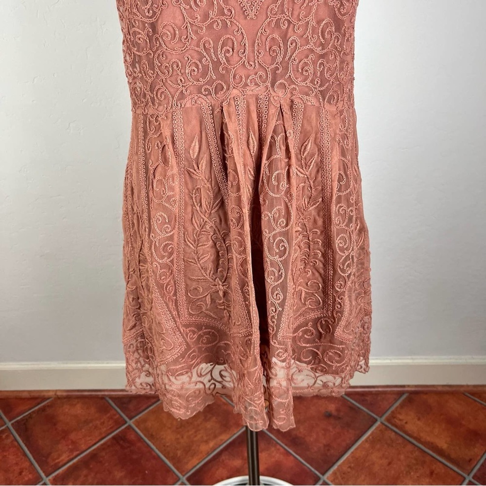 Anthropologie Dusty Rose Lace Midi Dress - Picture 5 of 8